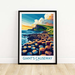 Giant's Causeway Travel Poster showcasing the stunning natural wonder of Northern Ireland with vibrant colors.
