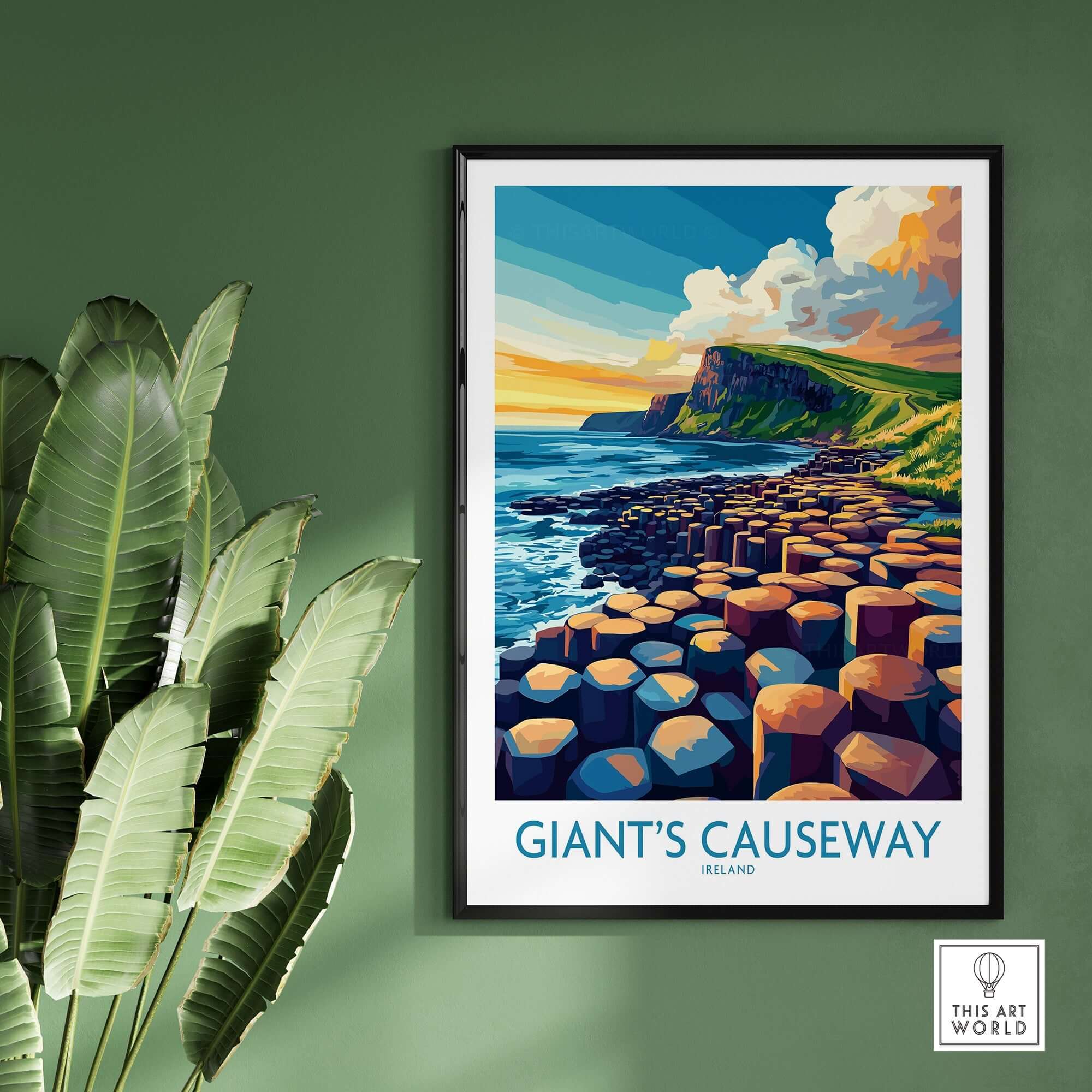 Giant's Causeway Travel Poster showcasing the natural beauty of Ireland's Giant's Causeway with vibrant colors.