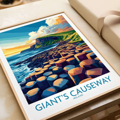 Giant's Causeway Travel Poster showcasing vibrant colors of Northern Ireland's iconic landscape.