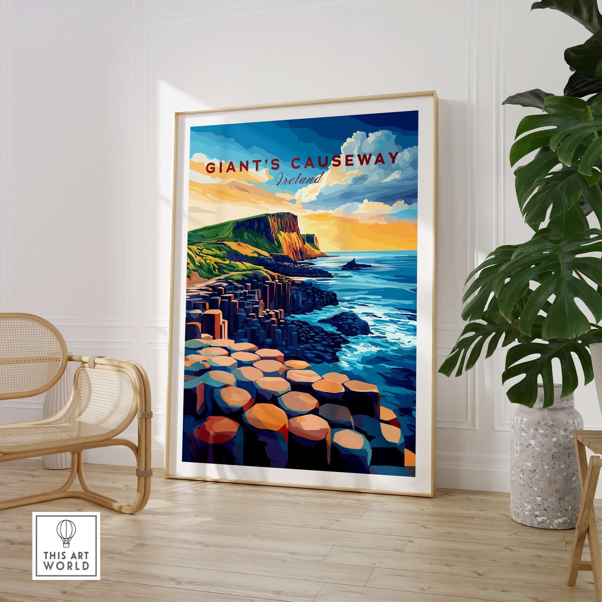 Giant's Causeway Wall Art showcasing the iconic landscape of Ireland in a vibrant wall art print.