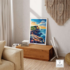 Giant's Causeway Wall Art displayed in a cozy living room, showcasing the stunning natural beauty of the Causeway.