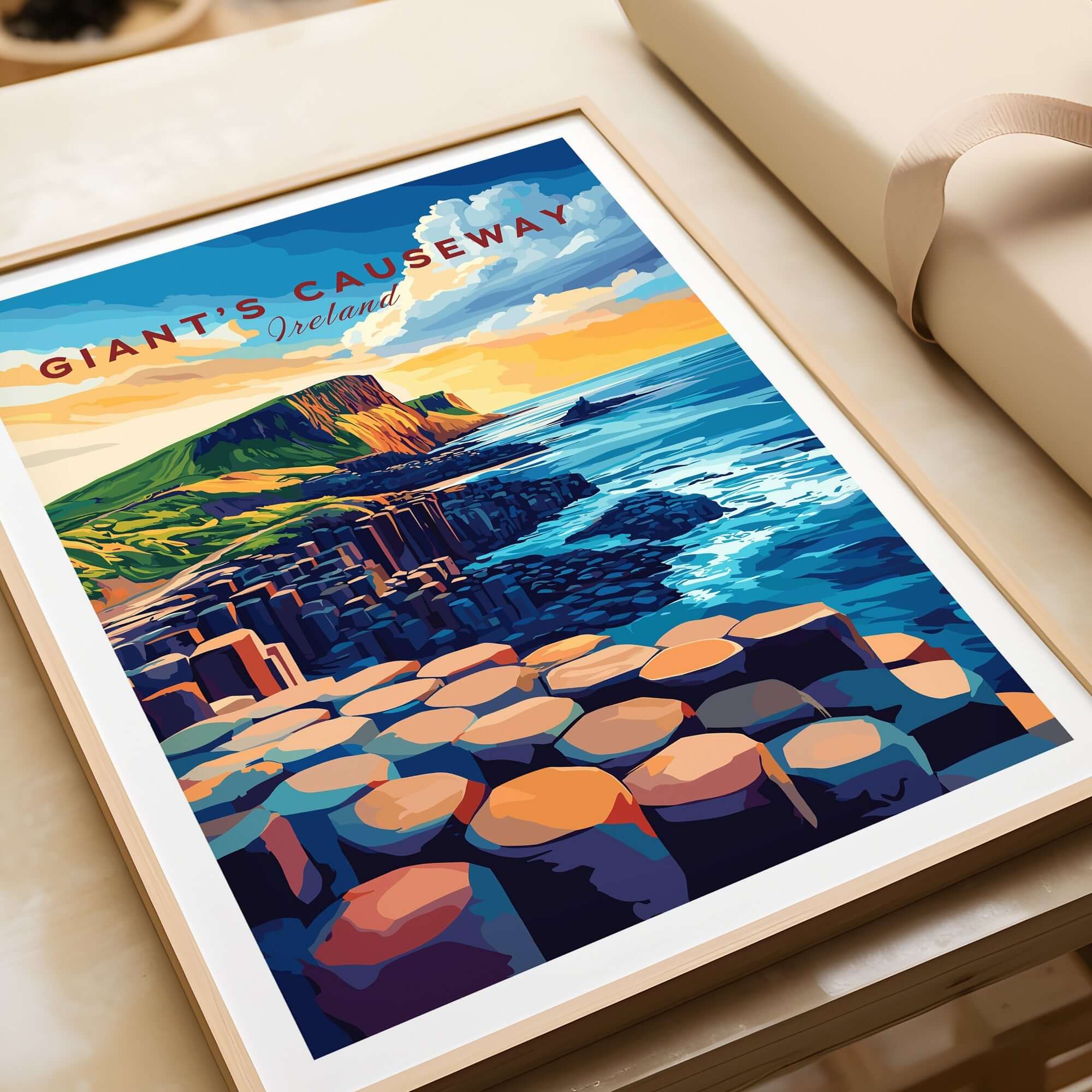 Giant's Causeway Wall Art showcasing vibrant colors and unique shapes of the natural wonder in Ireland.