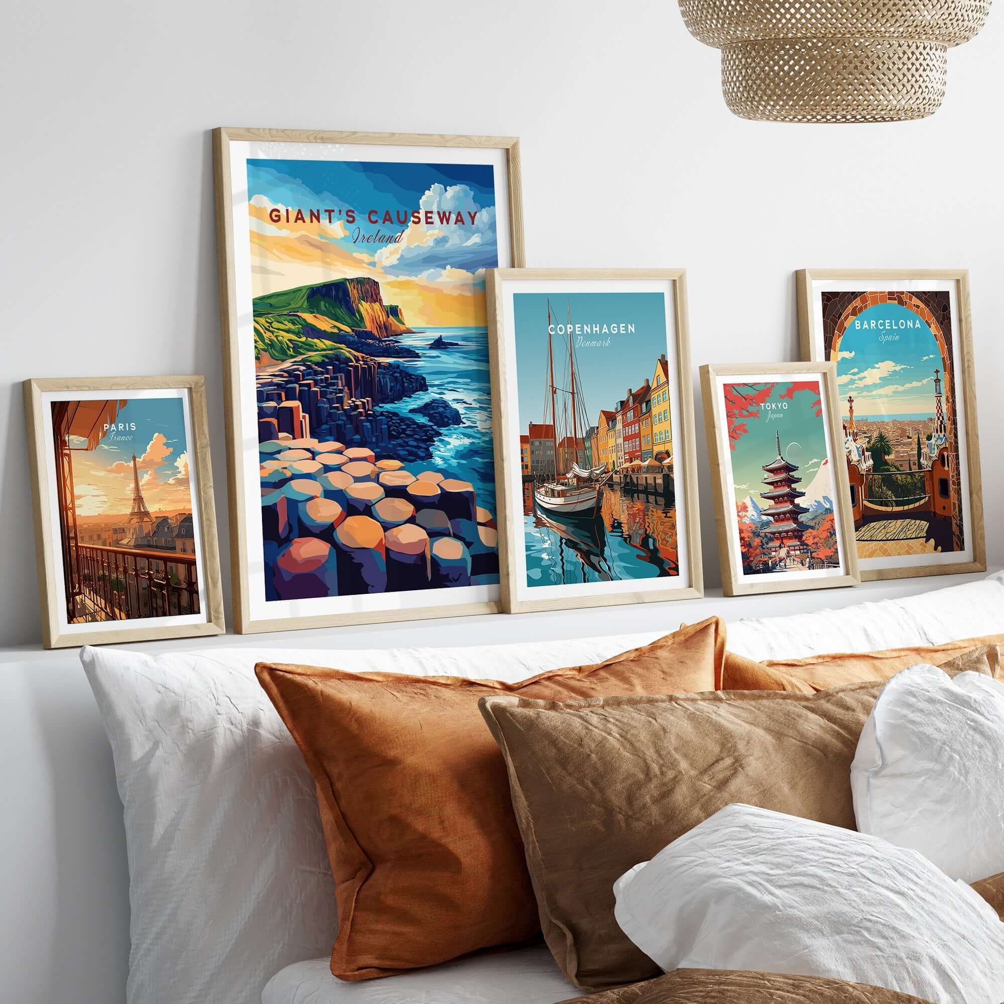 Giant's Causeway Wall Art displayed in a modern home interior, featuring vibrant colors and stunning designs.