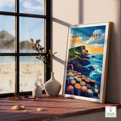 Giant's Causeway Wall Art displayed in a bright room, showcasing the stunning natural beauty of the iconic landmark.