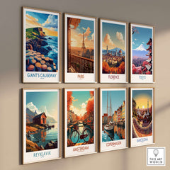 Giant's Causeway Wall Art Print showcasing scenic Ireland's iconic rock formations among other city prints.