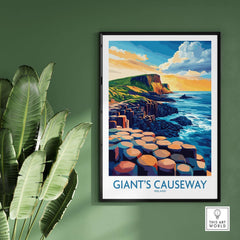 Giant's Causeway Wall Art Print showcasing Ireland's iconic rock formations and beautiful coastal scenery.