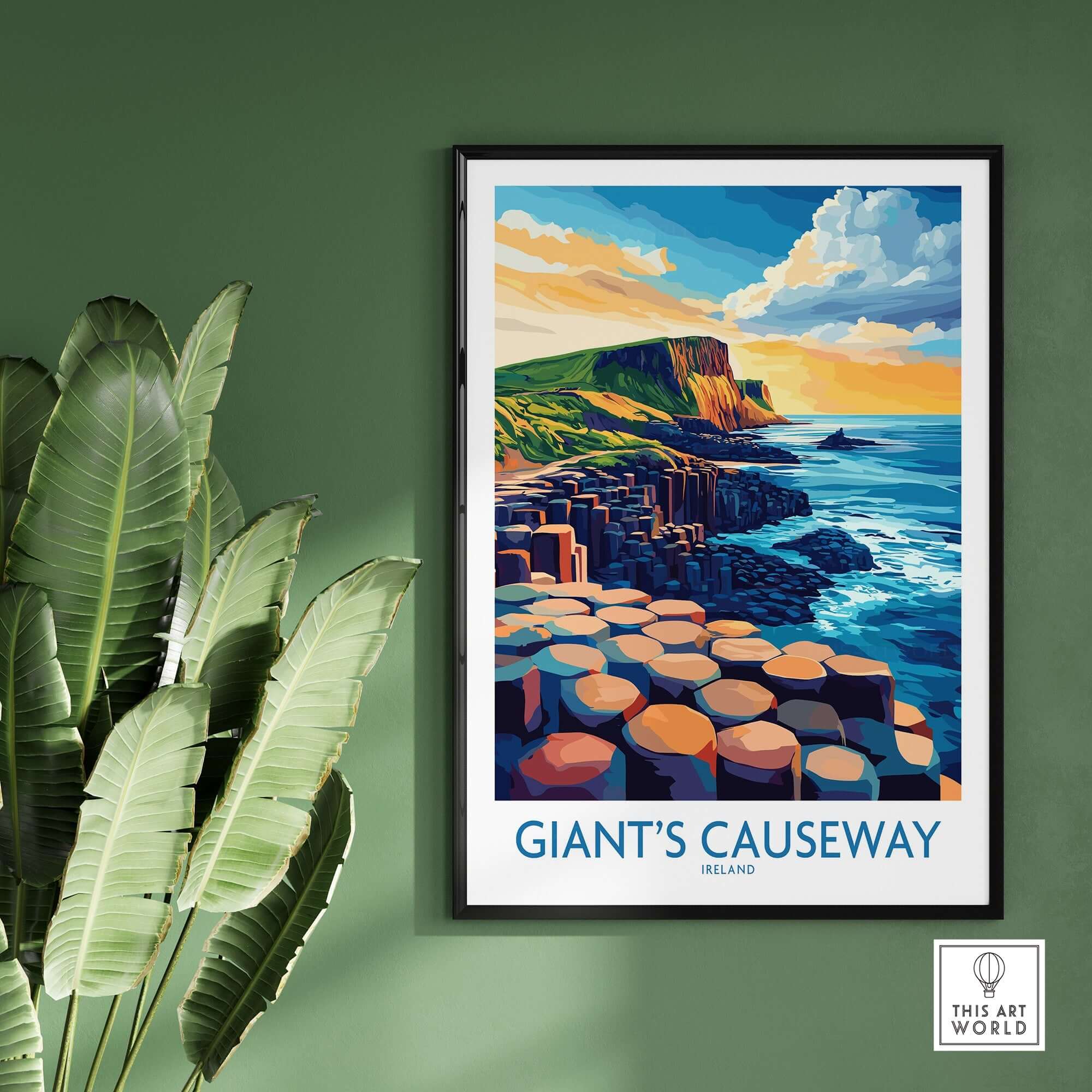 Giant's Causeway Wall Art Print showcasing Ireland's iconic rock formations and beautiful coastal scenery.