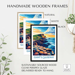 Giant's Causeway Wall Art Print in handmade wooden frames, showcasing Ireland's iconic landscape ready to hang.