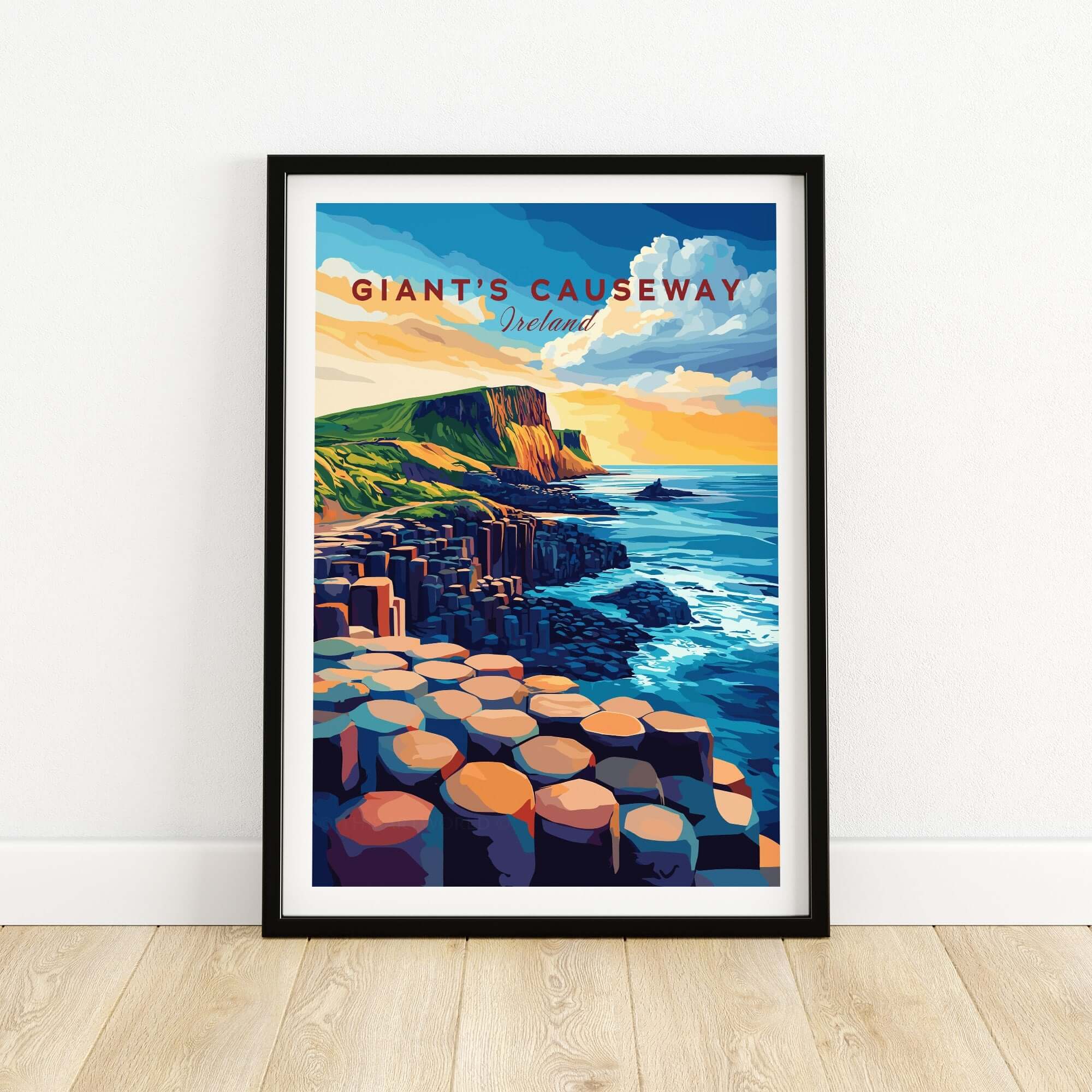 Giant's Causeway Wall Art featuring a vibrant depiction of the iconic landscape in Ireland.