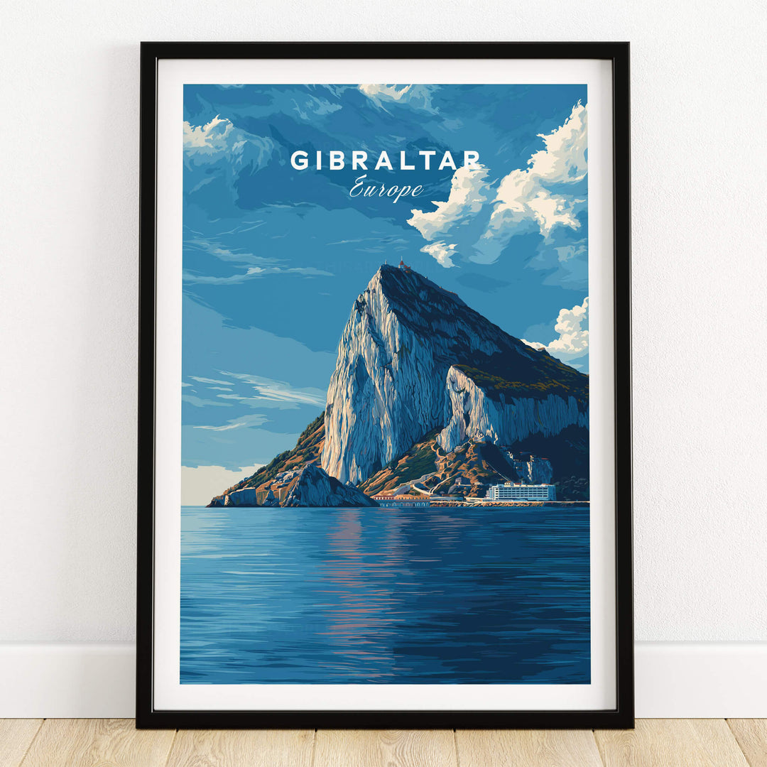 The Rock of Gibraltar Canvas Art Print featuring vibrant colors and stunning details of Gibraltar's iconic landmark.