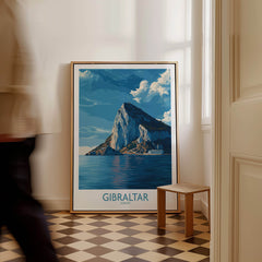 Gibraltar Poster –The Rock Canvas Print displayed in a stylish interior, highlighting the iconic Rock of Gibraltar.