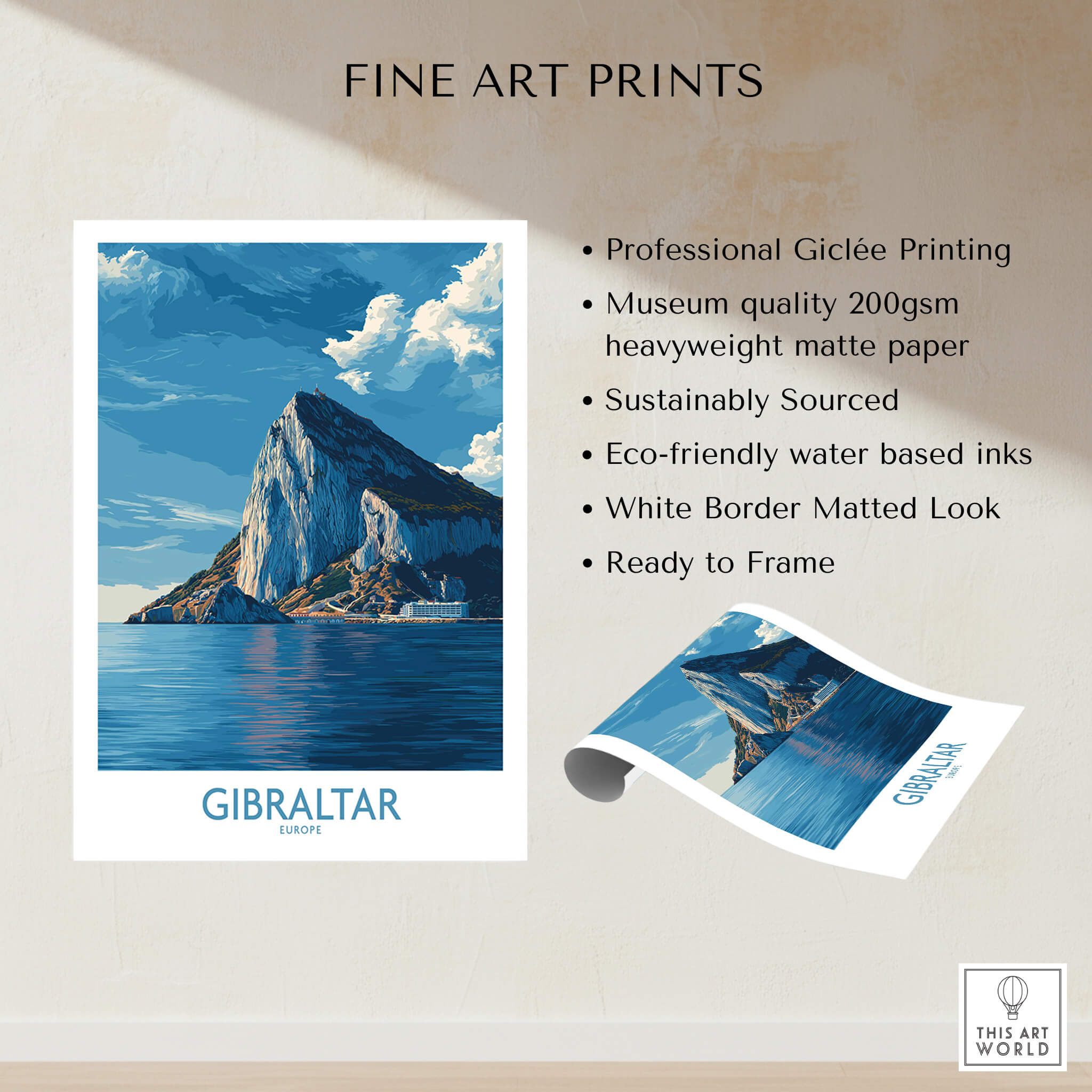Gibraltar Poster –The Rock Canvas Print showcasing Gibraltar's iconic Rock with professional quality details.
