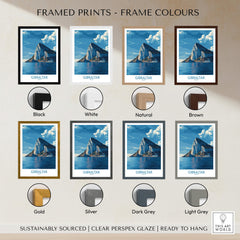Gibraltar Poster –The Rock Canvas Print framed options in various colours, including Black, White, Natural, and Brown.
