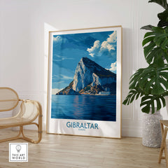 Gibraltar Poster –The Rock Canvas Print displayed in a modern interior, showcasing the iconic Rock of Gibraltar.