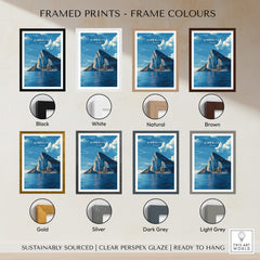Framed prints showcasing The Rock of Gibraltar Canvas Art Print in various frame colors including black, white, and gold.