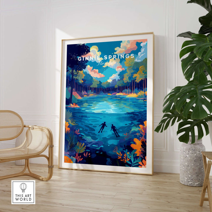 Ginnie Springs Colorful Springs Landscape Print | Florida Wall Art showcasing vibrant landscape and serene waters.