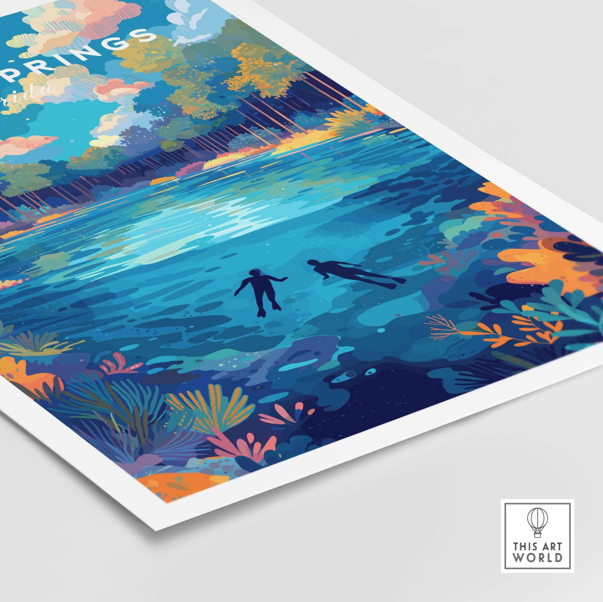 Ginnie Springs Colorful Springs Landscape Print | Florida Wall Art depicting vibrant nature and serene water scenes.