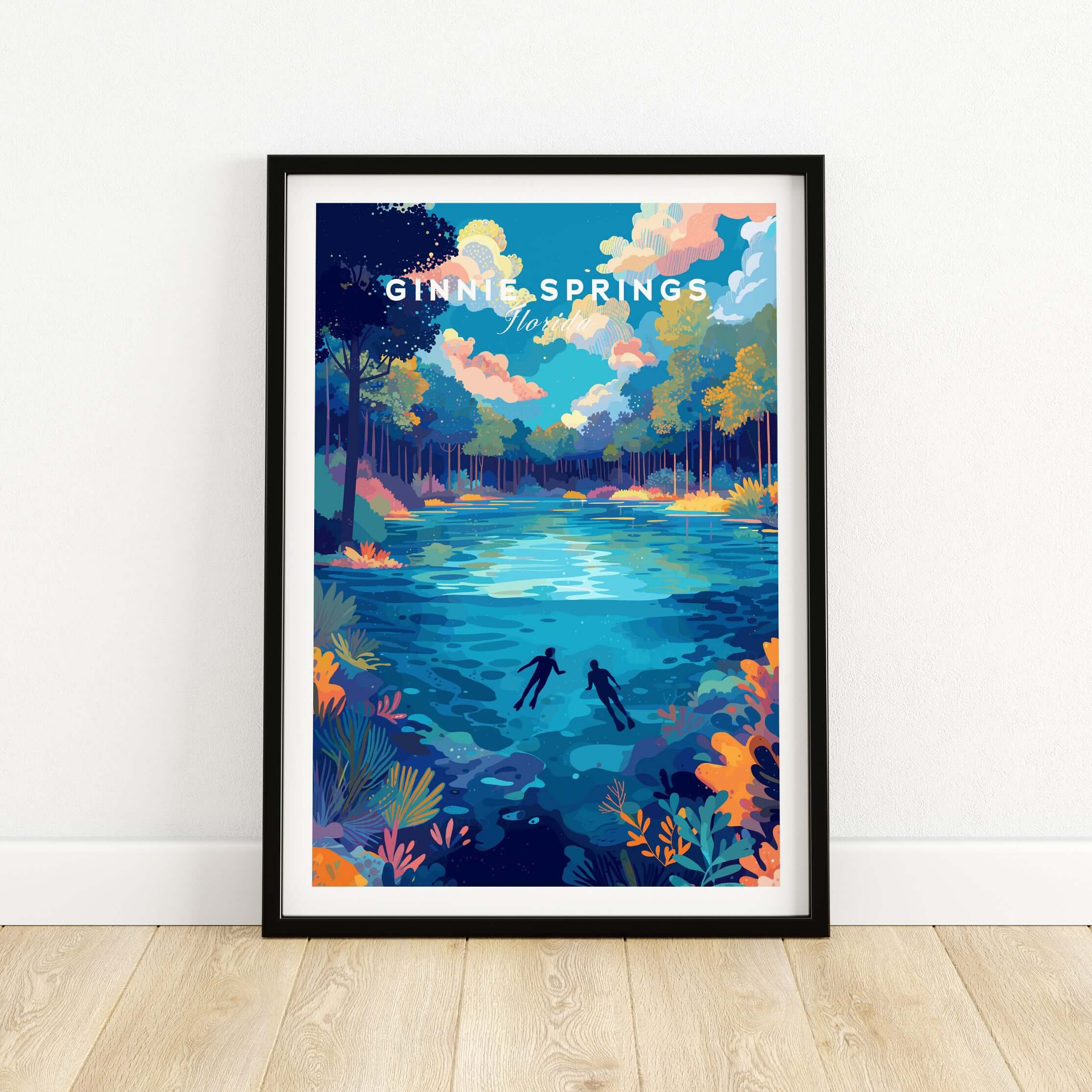 Ginnie Springs Colorful Springs Landscape Print | Florida Wall Art vibrant artwork showcasing scenic springs in Florida.