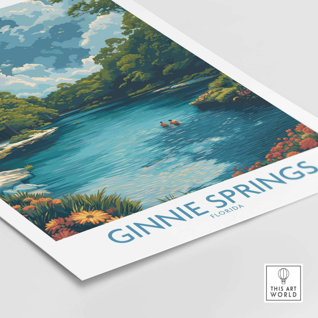 Ginnie Springs Florida Clear Water Art Print | Swimming Hole Nature Poster showcasing a vibrant swimming hole and nature.