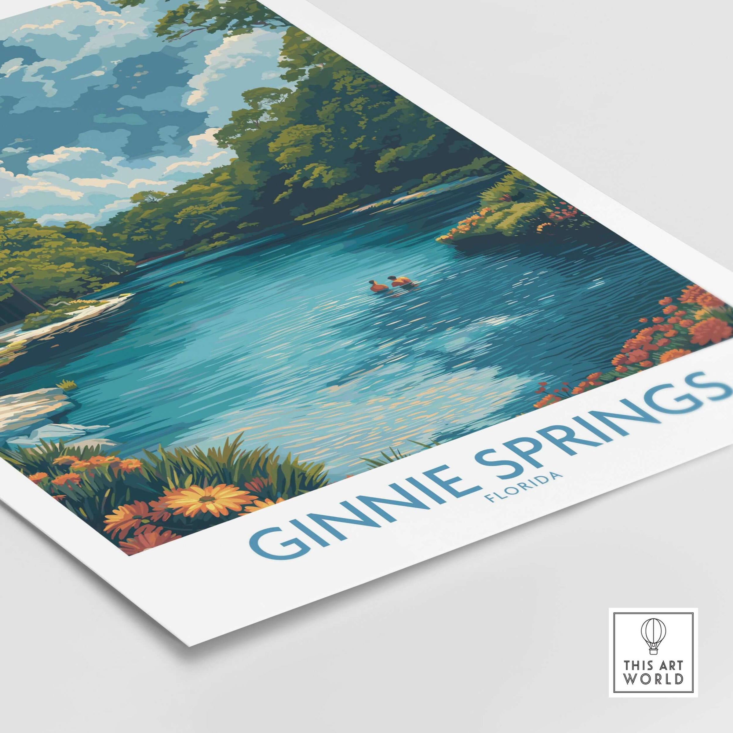 Ginnie Springs Florida Clear Water Art Print | Swimming Hole Nature Poster featuring a serene blue swimming hole.