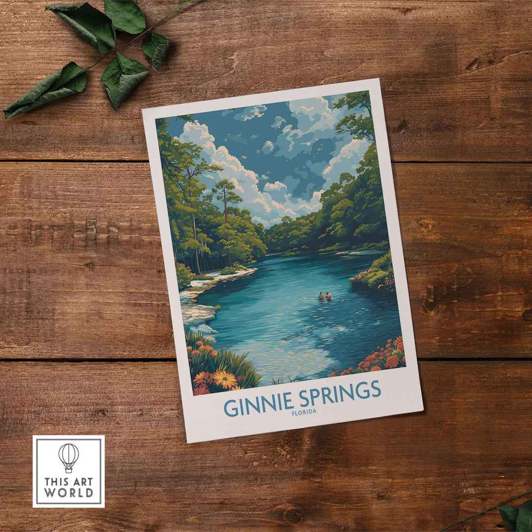 Ginnie Springs Florida Clear Water Art Print | Swimming Hole Nature Poster featuring a serene swimming hole scene