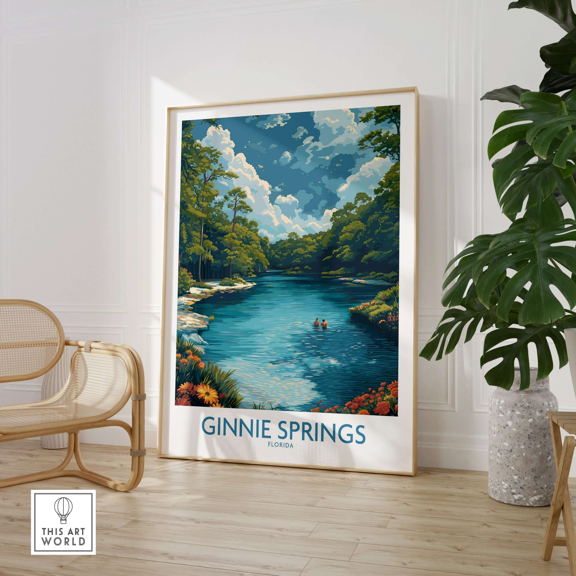 Ginnie Springs Florida Clear Water Art Print | Swimming Hole Nature Poster showcasing serene swimming hole scene.