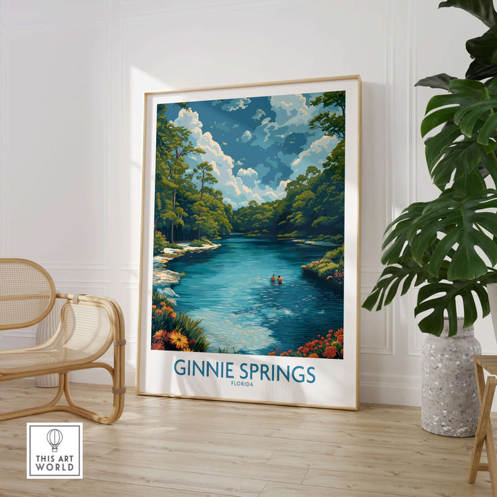 Ginnie Springs Florida Clear Water Art Print | Swimming Hole Nature Poster showcasing crystal-clear water and lush greenery
