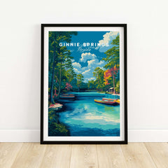 Ginnie Springs Kayaking Nature View Print | Blue Water Home Decor showcasing vibrant blue waters and lush nature.
