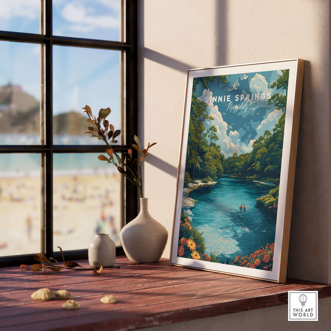 Ginnie Springs Print | Vibrant Florida Wall Decor featuring crystal-clear waters and lush landscapes.