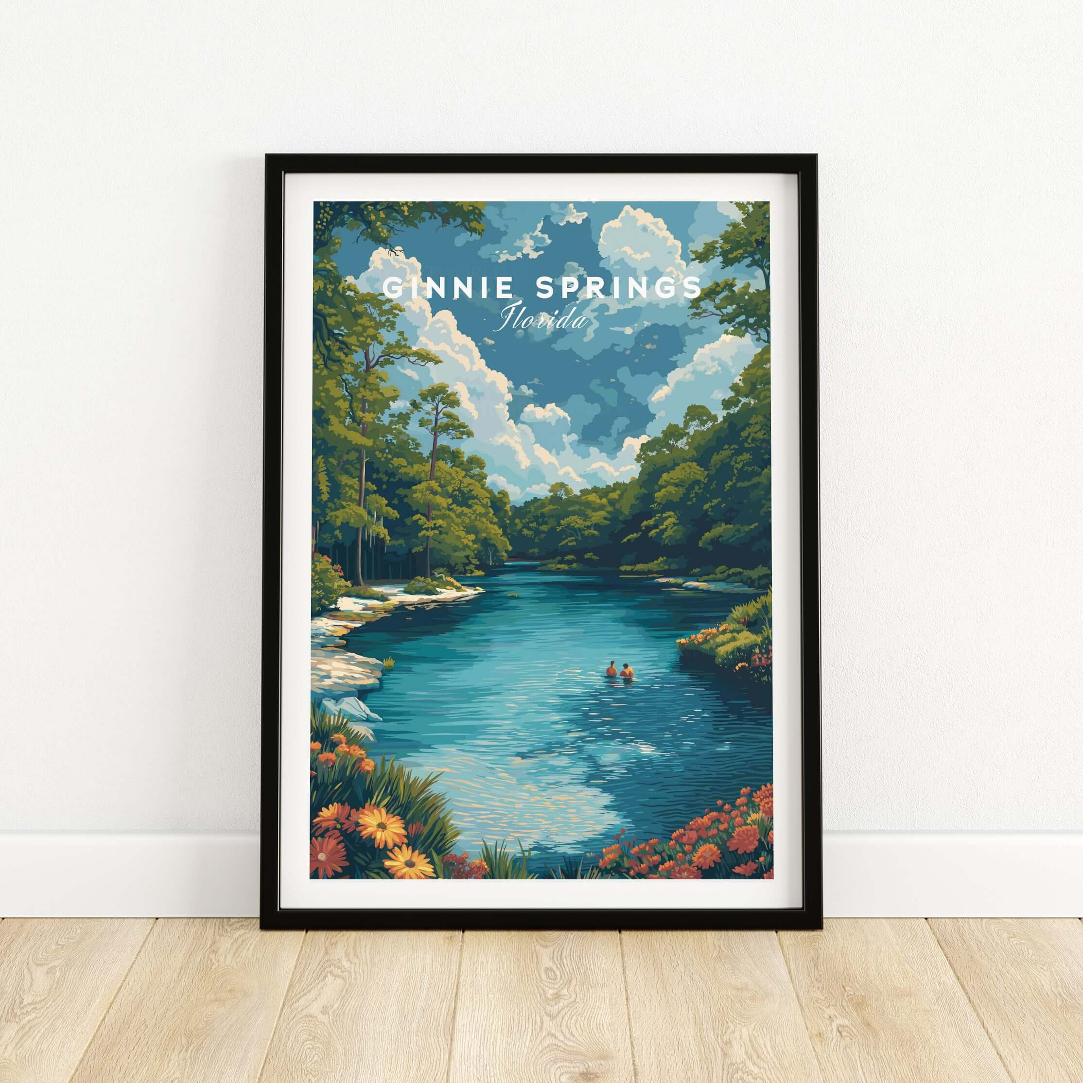 Ginnie Springs Print | Vibrant Florida Wall Decor showcasing crystal-clear waters and lush landscapes.