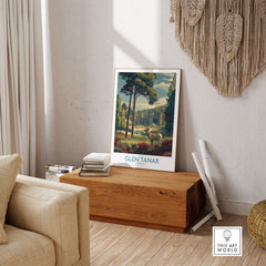 Glen Tanar Art Print showcasing vibrant landscapes and nature, perfect for home decor.