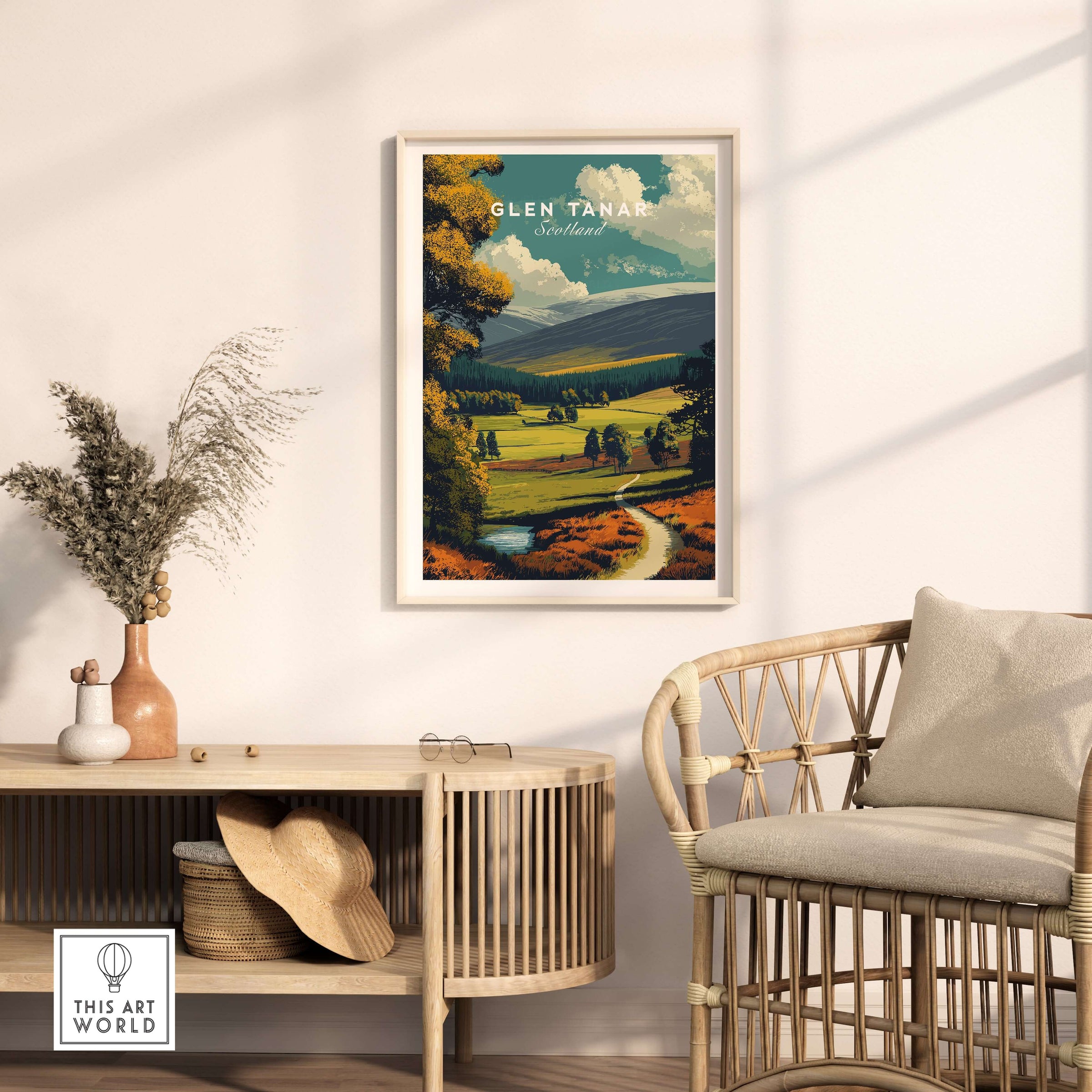 Glen Tanar Print Scotland framed art displaying scenic landscapes and natural beauty of Scotland