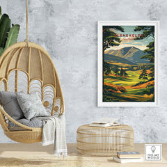 Gleneagles Golf Print Scotland showcasing the scenic beauty of Gleneagles Golf Course in a stylish home setting.
