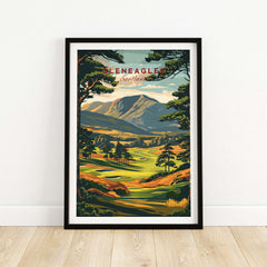 Gleneagles Golf Print Scotland showcasing the scenic Gleneagles Golf Course in a framed artwork.