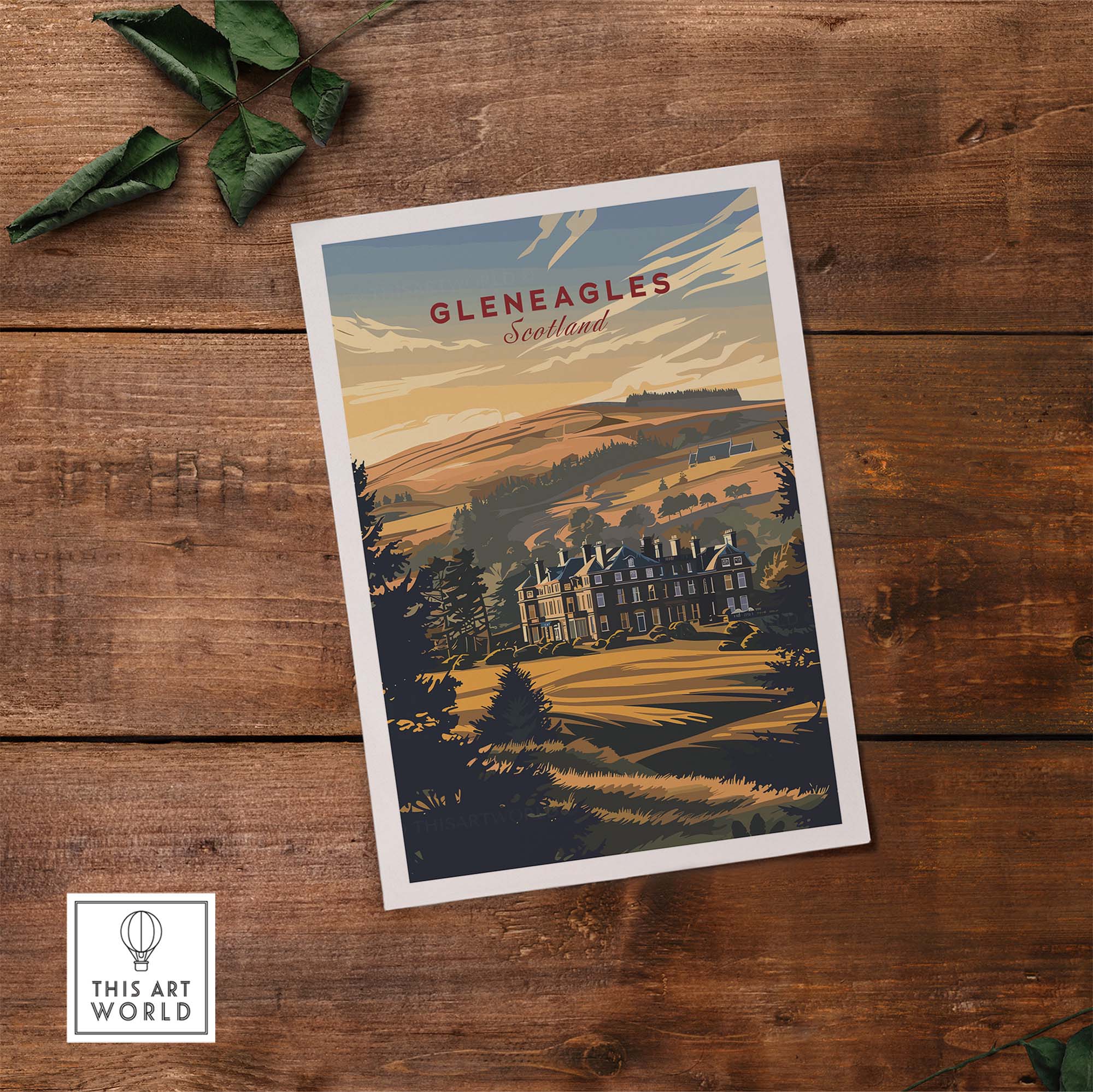 Gleneagles Poster Scotland featuring the iconic landscape of Gleneagles, perfect for any Scotland enthusiast.