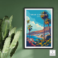 Gran Canaria - Canary Islands Art Print showcasing vibrant palm trees and coastal view