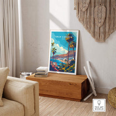 Gran Canaria - Canary Islands Art Print displayed in a stylish living room setting with tropical decor.