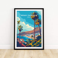 Gran Canaria - Canary Islands Art Print featuring vibrant colors and palm trees, capturing the beauty of the Canary Islands.