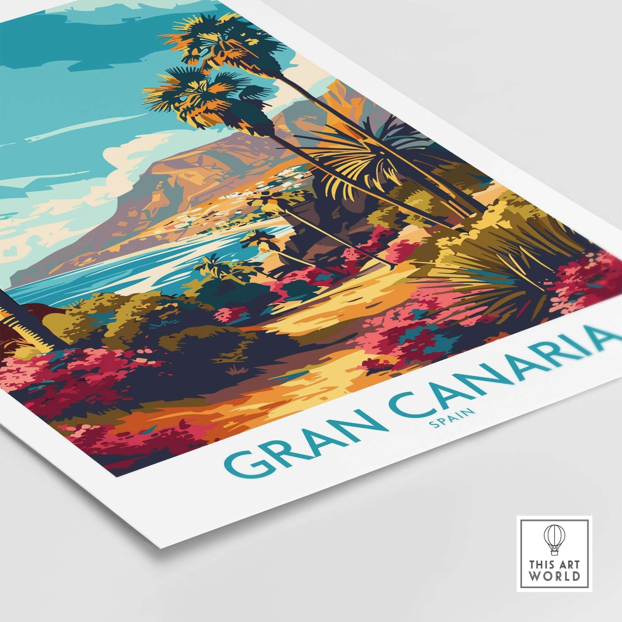 Gran Canaria Poster - Canary Islands showcasing the beautiful landscape and vibrant colors of Gran Canaria, Spain.