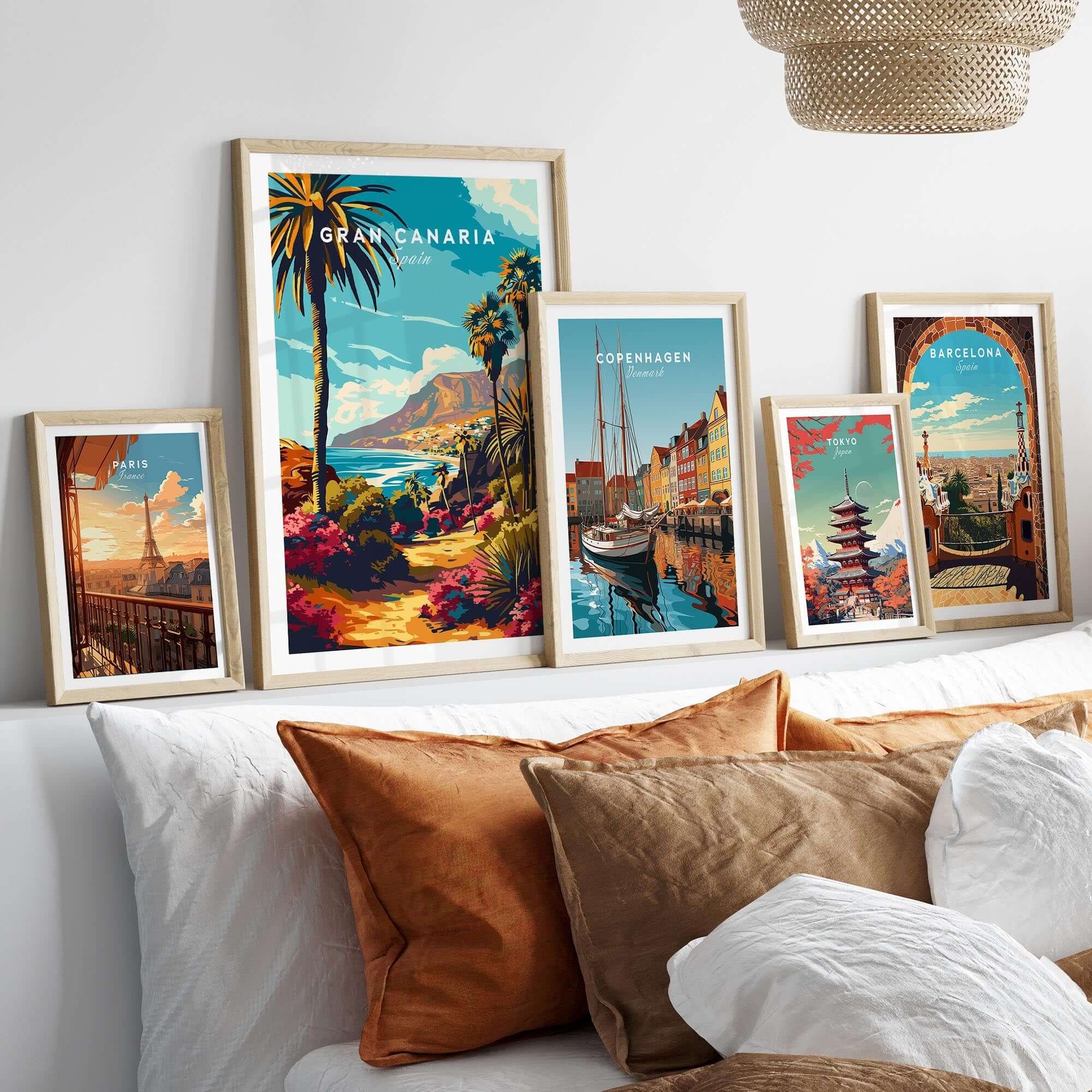 Gran Canaria Print - Canary Islands displayed on a modern wall with vibrant colors and framed artwork.