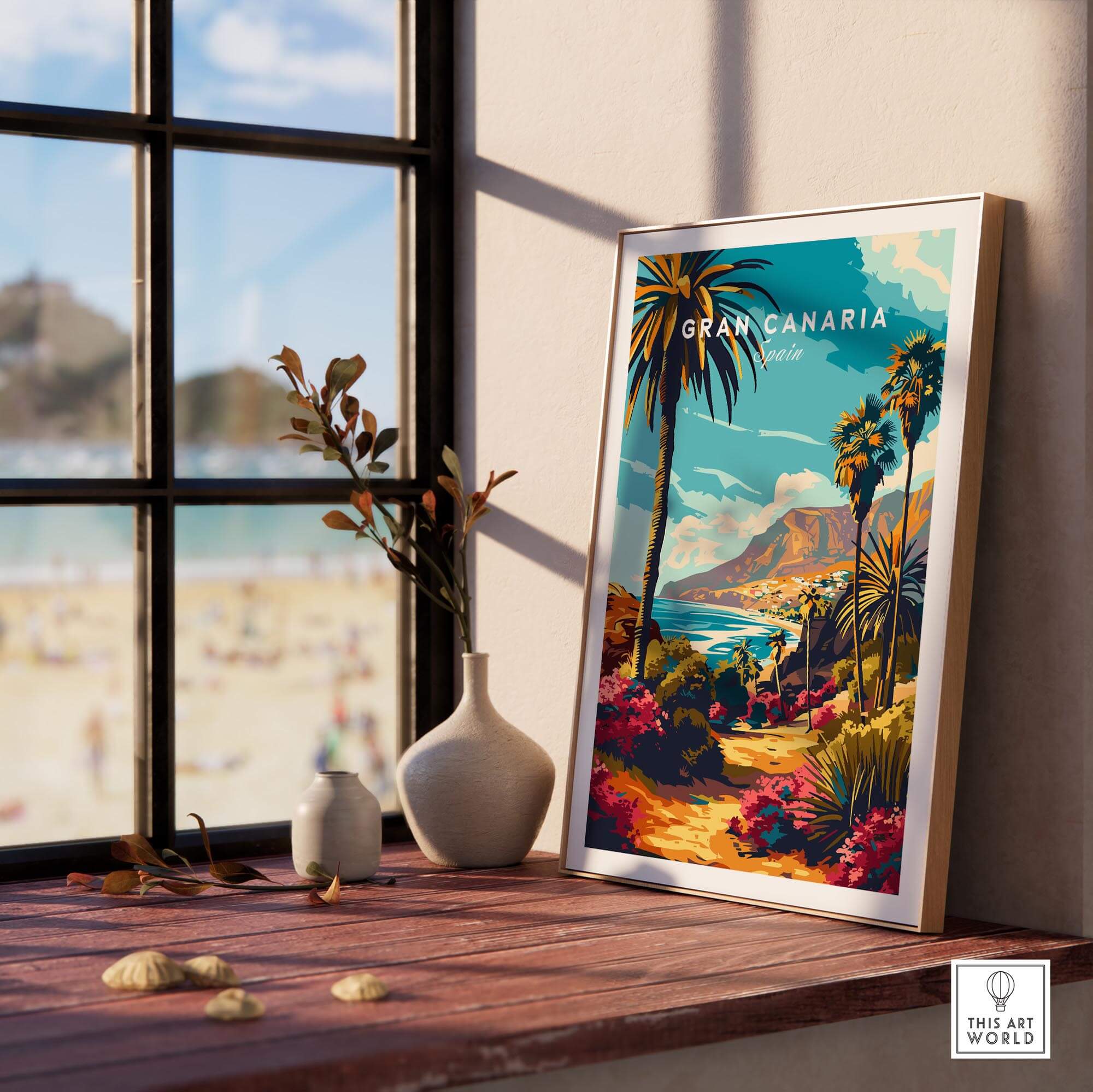 Gran Canaria Print - Canary Islands displayed in a stylish interior, capturing the beauty of the Canary Islands.