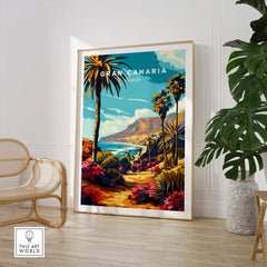 Gran Canaria Print - Canary Islands showcasing vibrant tropical landscape and palm trees in stylish decor.