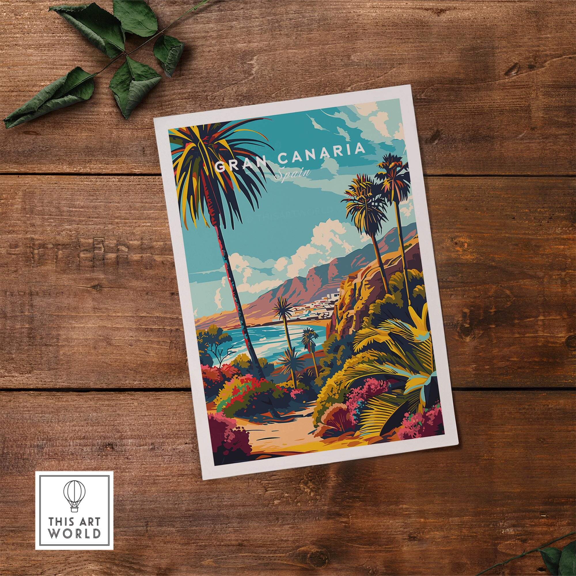 Gran Canaria Wall Art - Canary Islands vibrant tropical poster featuring a scenic view of Gran Canaria.