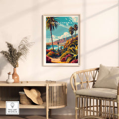 Gran Canaria Wall Art - Canary Islands in a stylish interior setting with palm trees and vibrant colors.