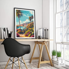 Gran Canaria Wall Art - Canary Islands displayed in a stylish home office setting.