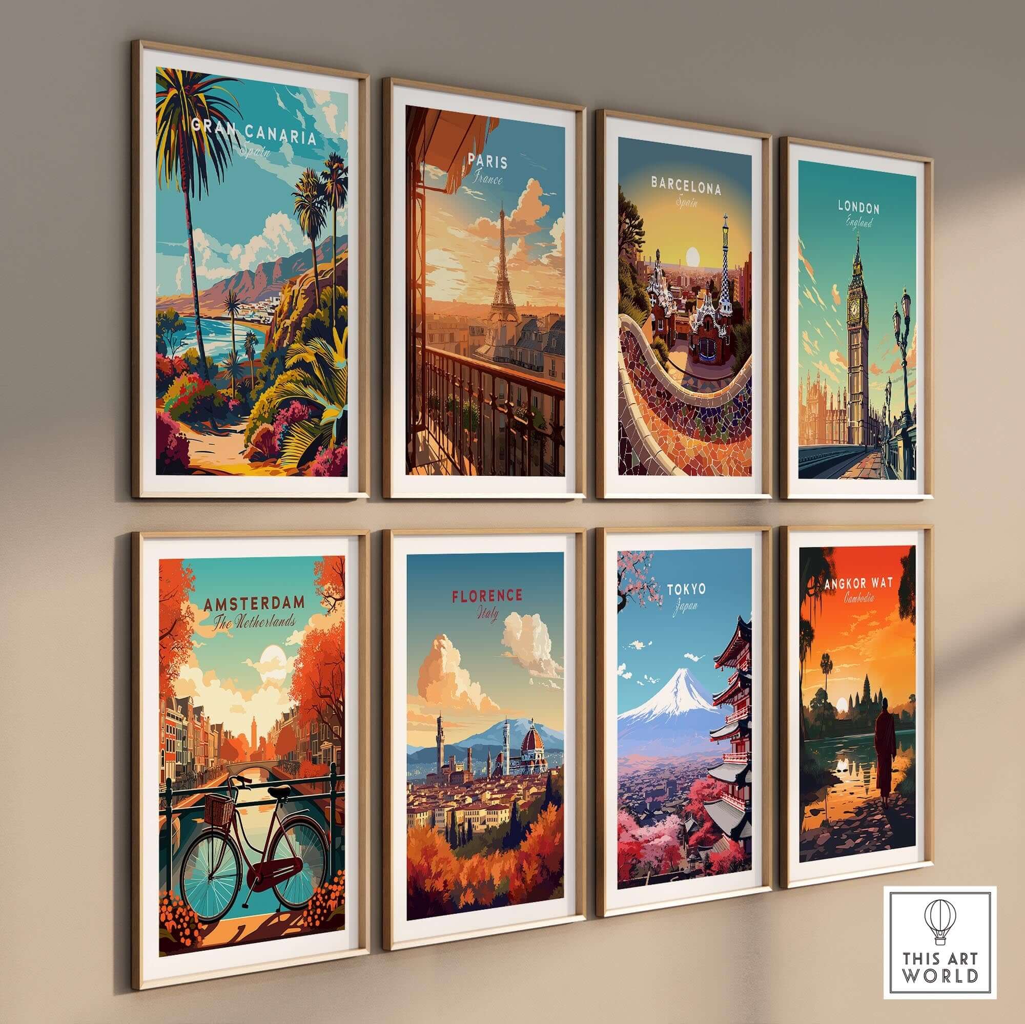 Gran Canaria Wall Art - Canary Islands travel poster collection featuring vibrant cityscapes and landmarks.