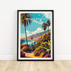 Gran Canaria Wall Art - Canary Islands featuring vibrant colors and stunning imagery of palm trees and coastline.