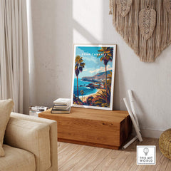 Gran Canaria - Wall Art Print featuring vibrant scenery and palm trees in a stylish living room setting.
