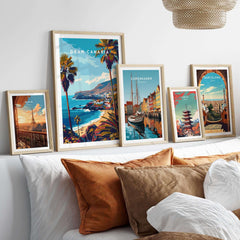 Gran Canaria - Wall Art Print showcased among other travel posters in a stylish interior setting.