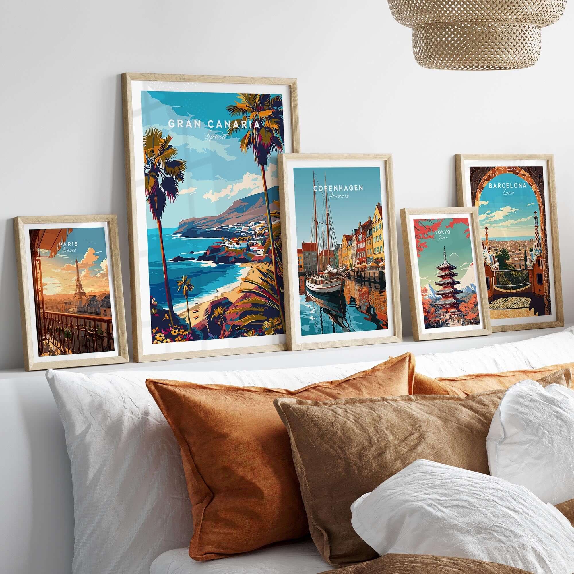 Gran Canaria - Wall Art Print showcased among other travel posters in a stylish interior setting.